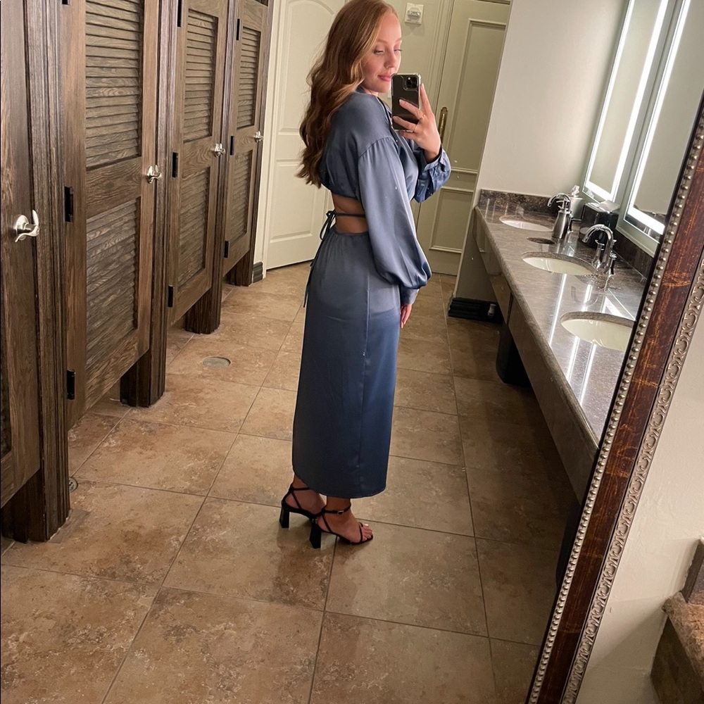Long sleeve silk dress